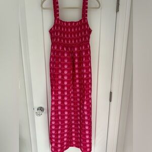 Zara Retro Print Smocked Midi Dress